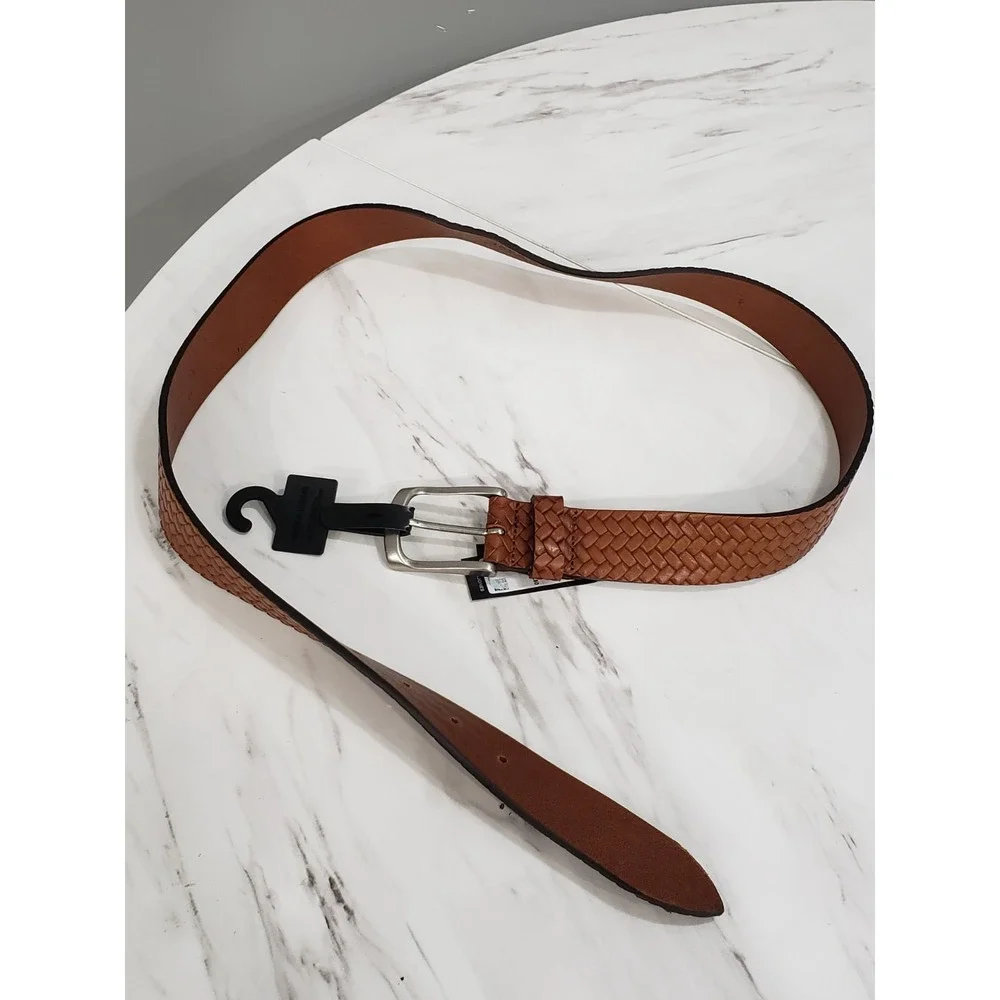 Jack & Jones Leather brown braided men's belt‎ dress up church wedding JACKLEO